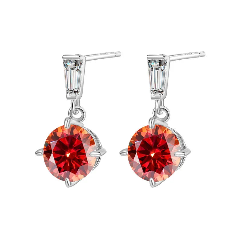 2CT True Teal Moissanite Drop Earrings
