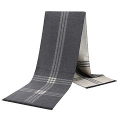 Men’s Luxury Wool Scarf — Cashmere Silk Blend Winter Plaid Shawl