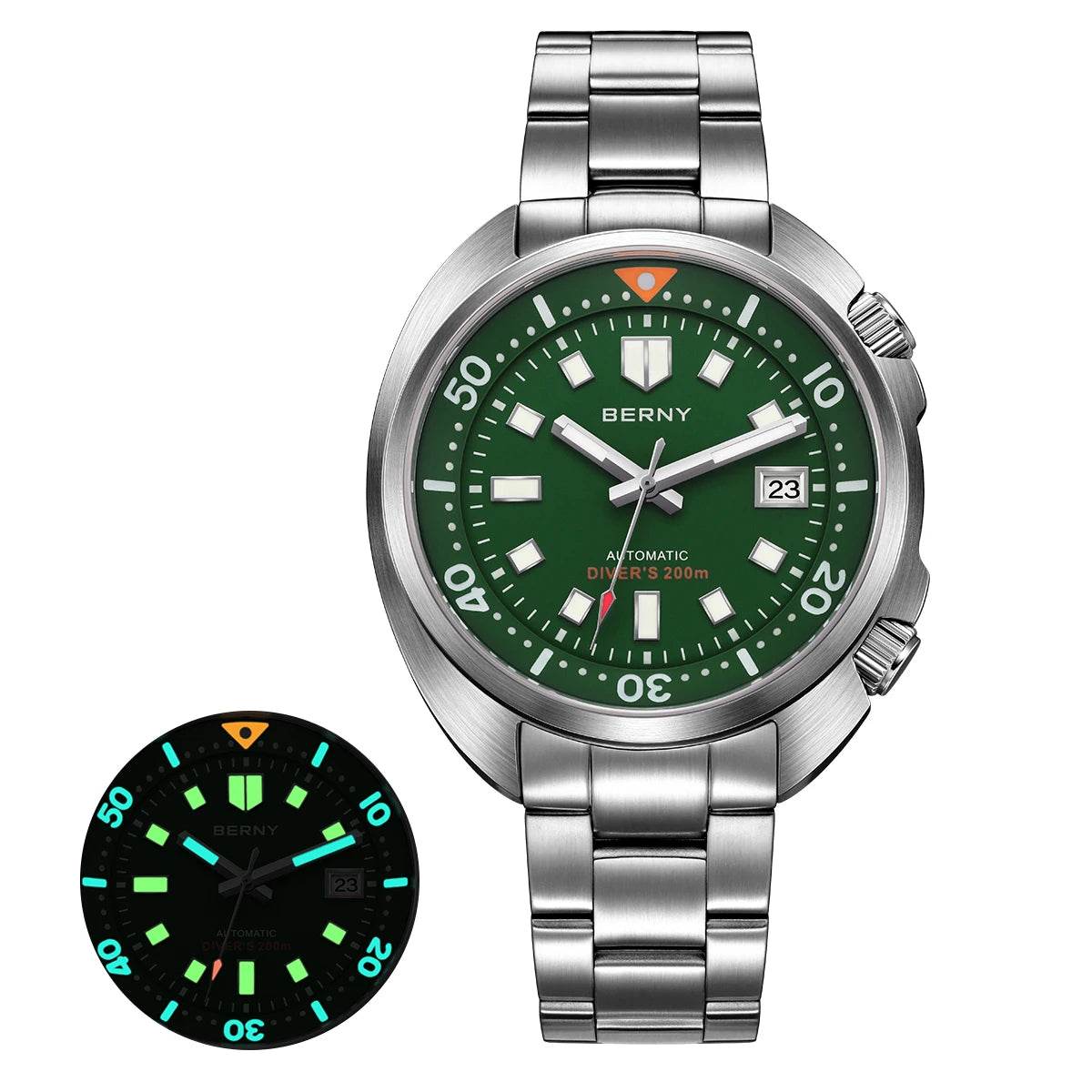 BERNY 20ATM Diver Watch – Stainless Steel Strap - SnaggIt