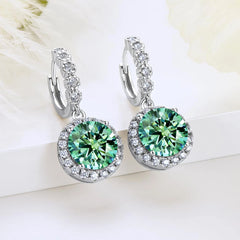 1CT Teal Moissanite Drop Earrings