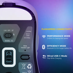 X3 Ultra Lightweight Wireless Gaming Mouse | 49g Build & Flagship PAW3395 Sensor