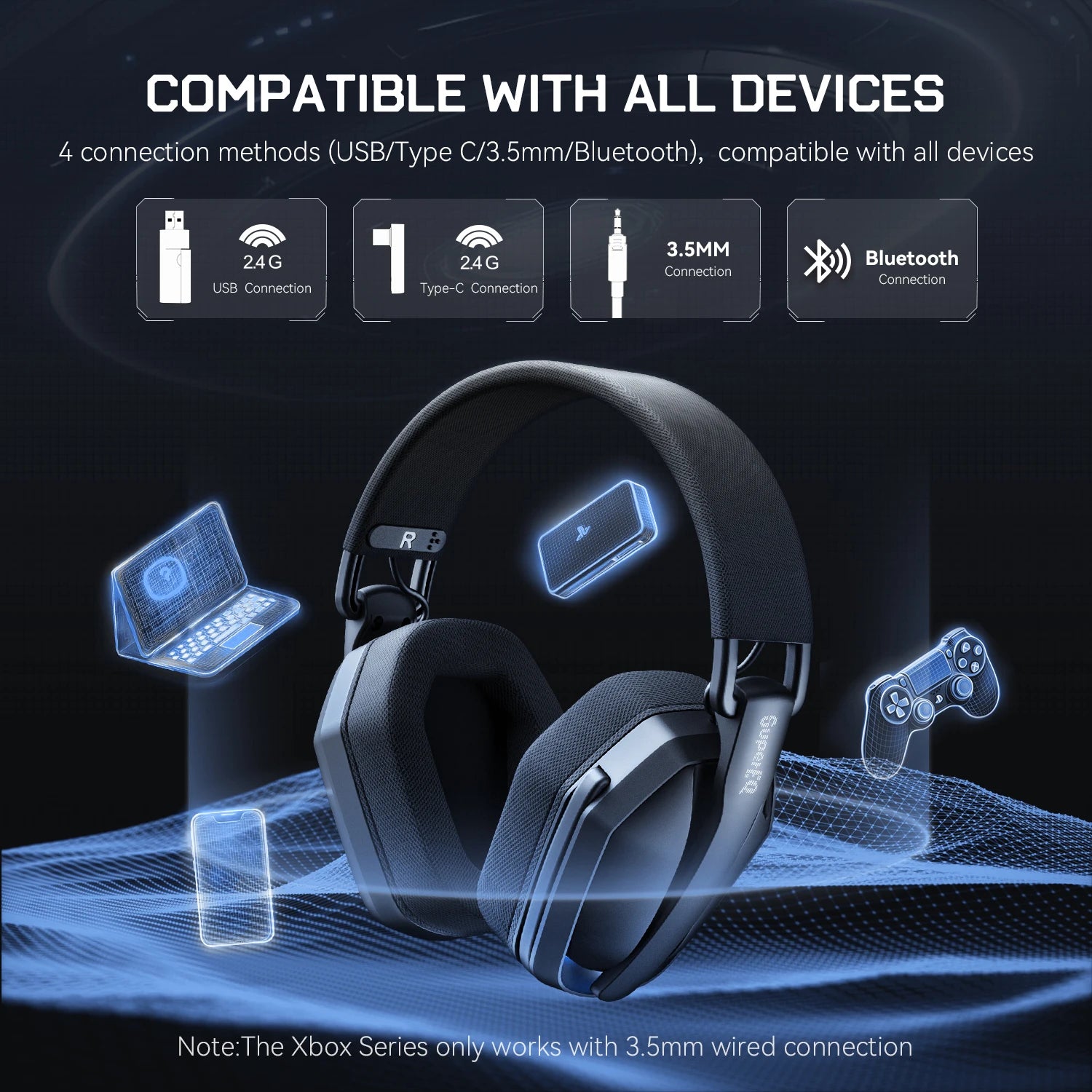 Wireless Gaming Headphones with Mic for PC, PS5 & Xbox by Snagg A Gaming Headset