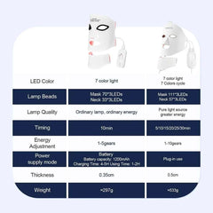Silicone LED Face & Neck Mask – 7 Color Wireless Photon Light Therapy Device