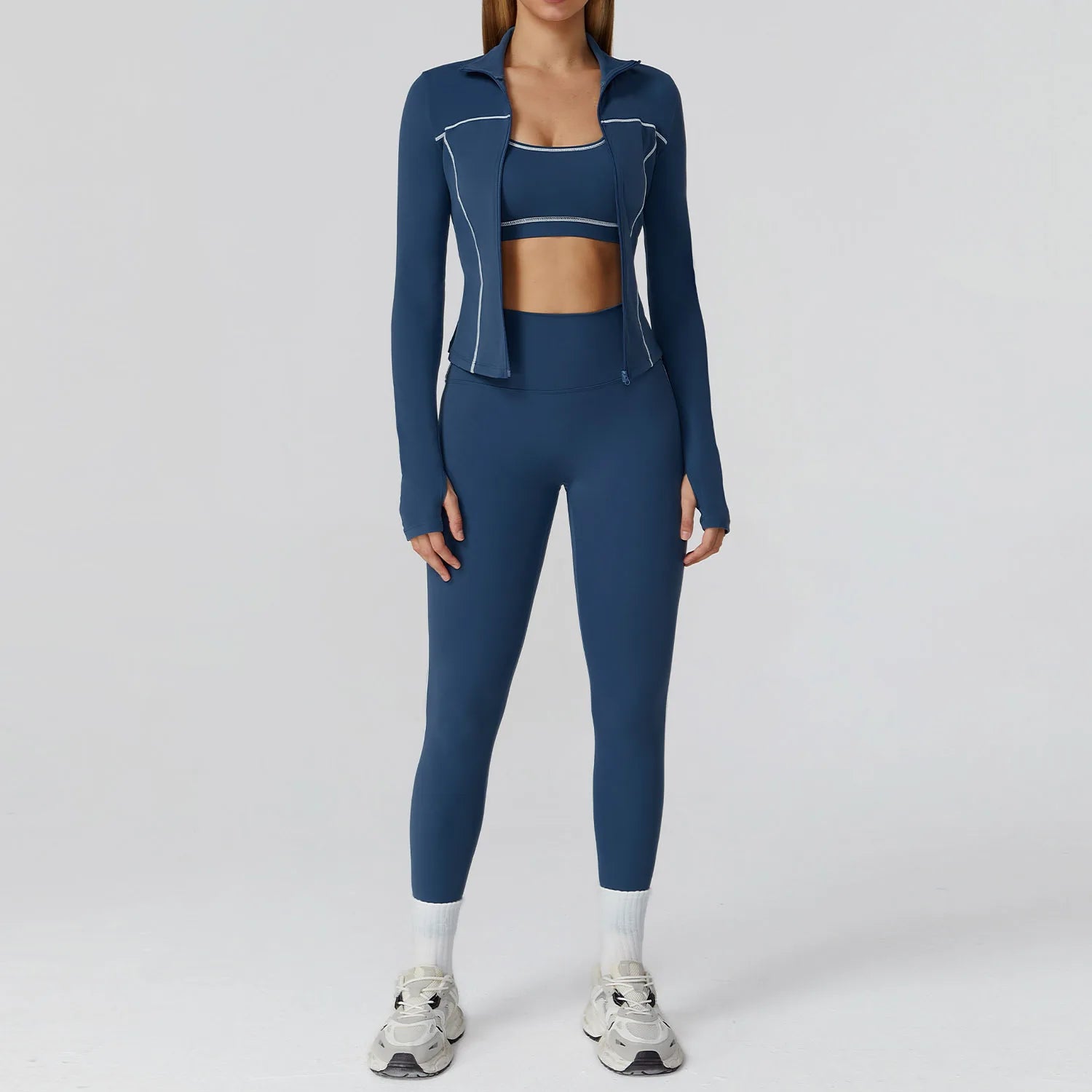 Women's 2/3-Piece Yoga Clothes Set | High Waist Leggings Running Bra Workout Tracksuit Gym Outfits