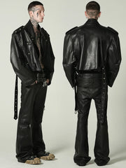 Oversized Black PU Leather Biker Jacket by Snagg A Jacket