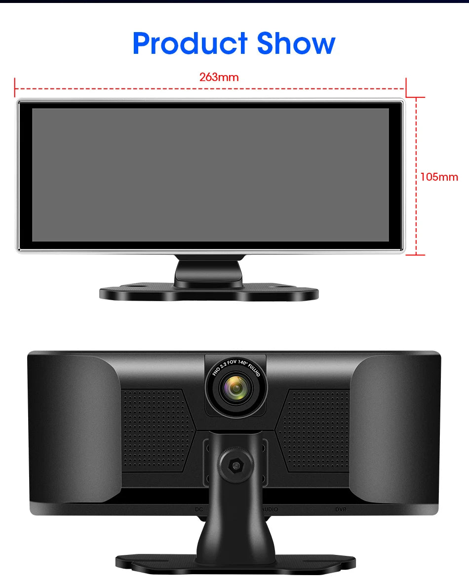 10/11.26 inch Dash Cam 4K Car DVR Wireless Carplay & Android Auto GPS Navigation Video Recorder Dashboard Dual Lens