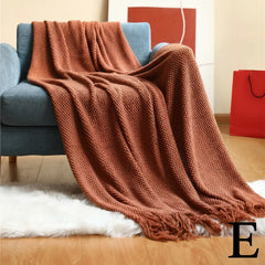 Knitted Throw Blanket – Cozy Comfort with Fringe by Snagg A Throw