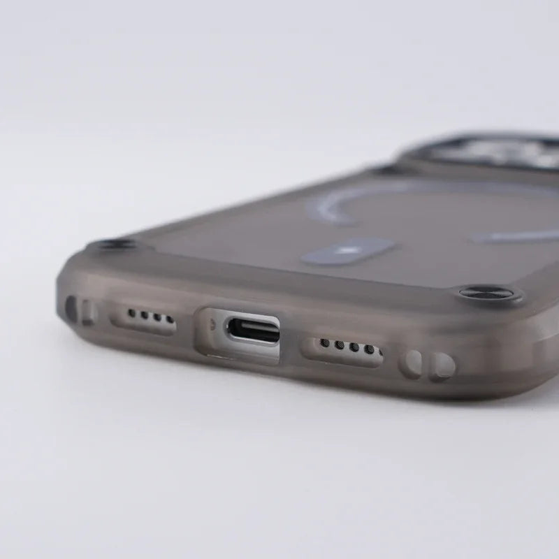 Metal Button Shockproof Magnetic Matte Translucent Case – for iPhone 17 Series - Phone Cases & Covers