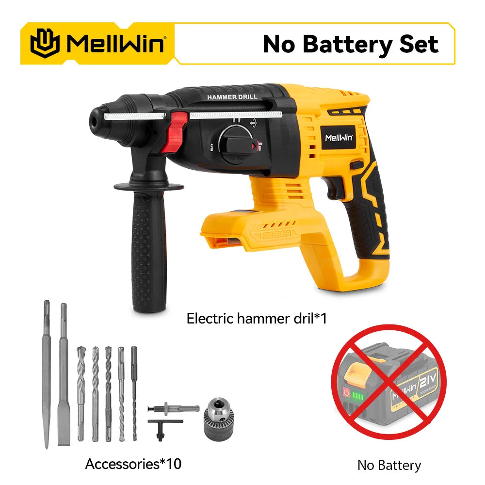 MELLWIN 26mm 1680W Brushless Rotary Hammer Drill