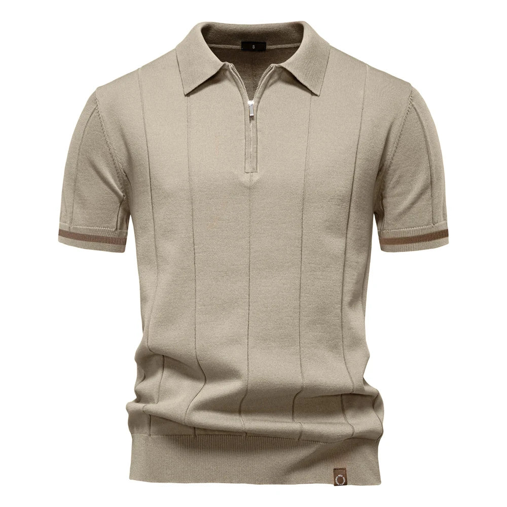 Men's Sport Zipper Polo | Athletic Social & Office Slim Fit Top