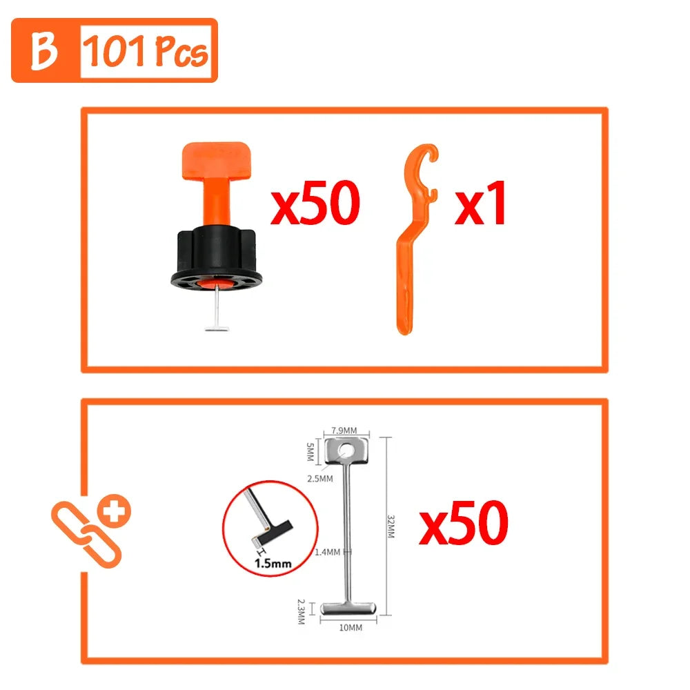 Tile Leveling System Kit 51–402pcs | Floor & Wall Tile Clips Spacers Leveler for Porcelain Ceramic
