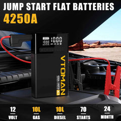 12V car jump starter with tyre inflator – image 2