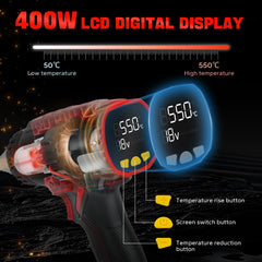 Cordless Heat Gun 400W with LCD Display