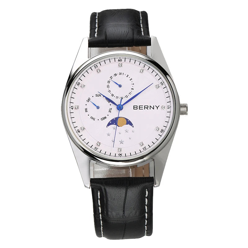 BERNY Men’s Moon Phase Quartz Watch