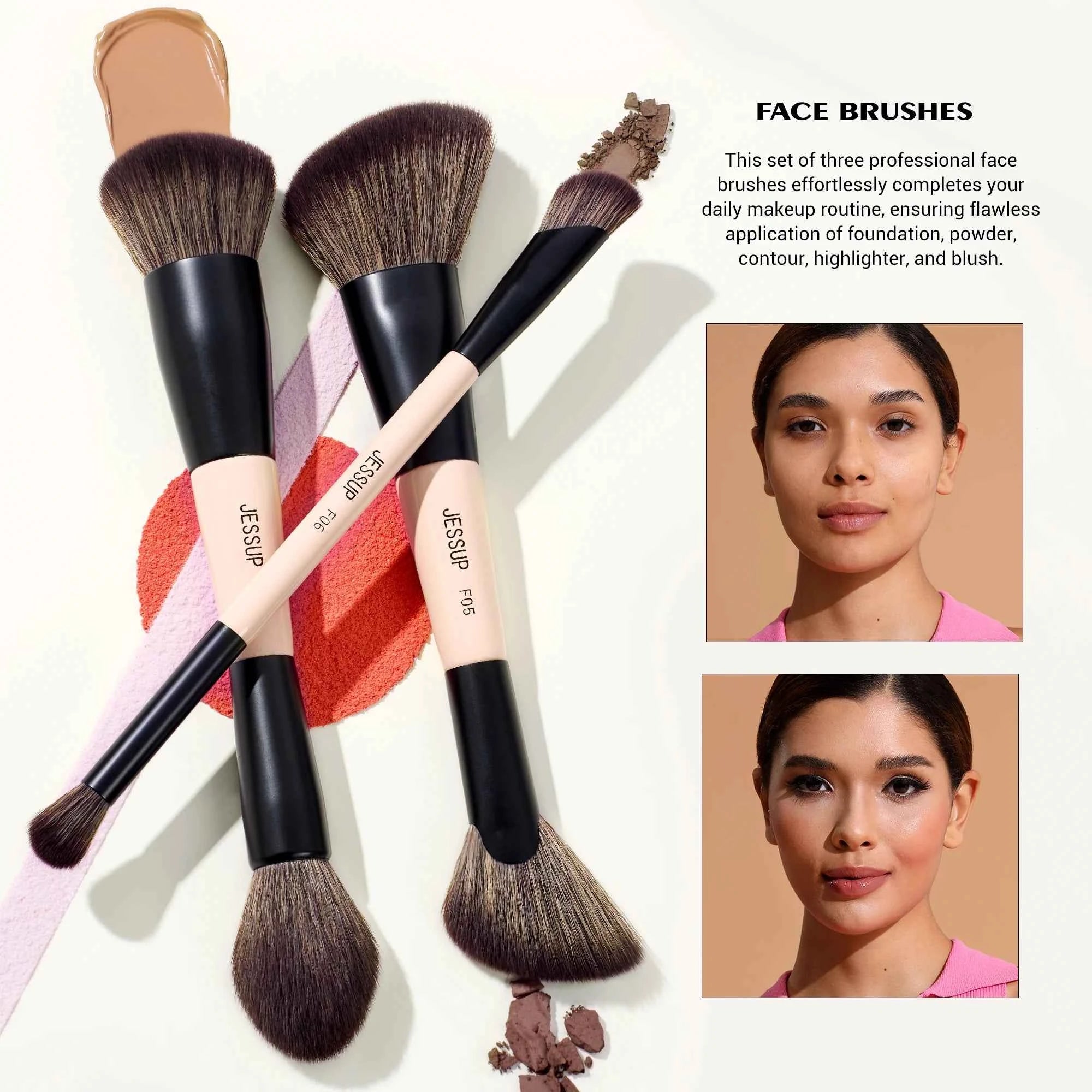 Double Sided Makeup Brush Set (3 / 5 / 7 Piece Options)