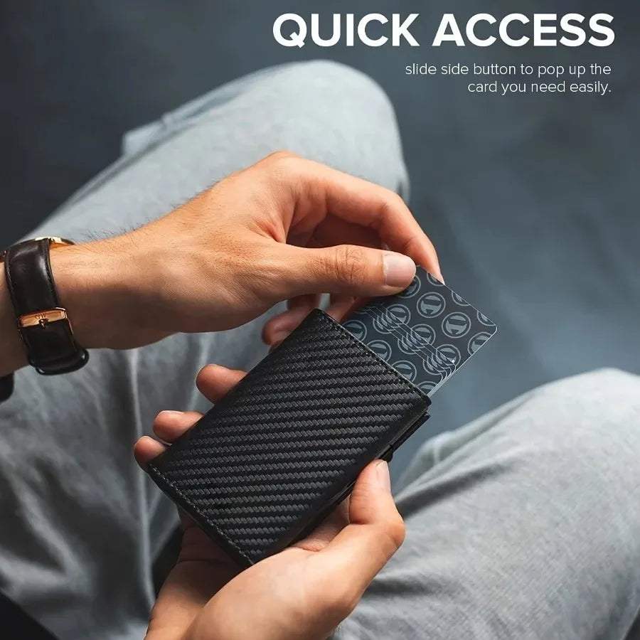 RFID Blocking Pop-Up Metal Card Holder Wallet with Zipper Coin Purse