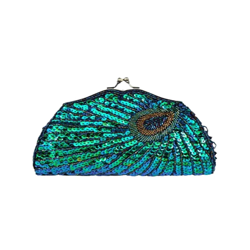 Retro Beaded Peacock Evening Purse