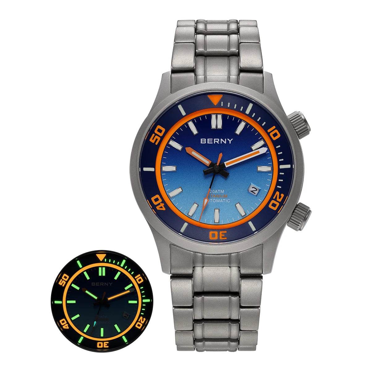 BERNY Titanium Diver’s Watch – Miyota 8215 | 200M (Silicone Strap) - SnaggIt