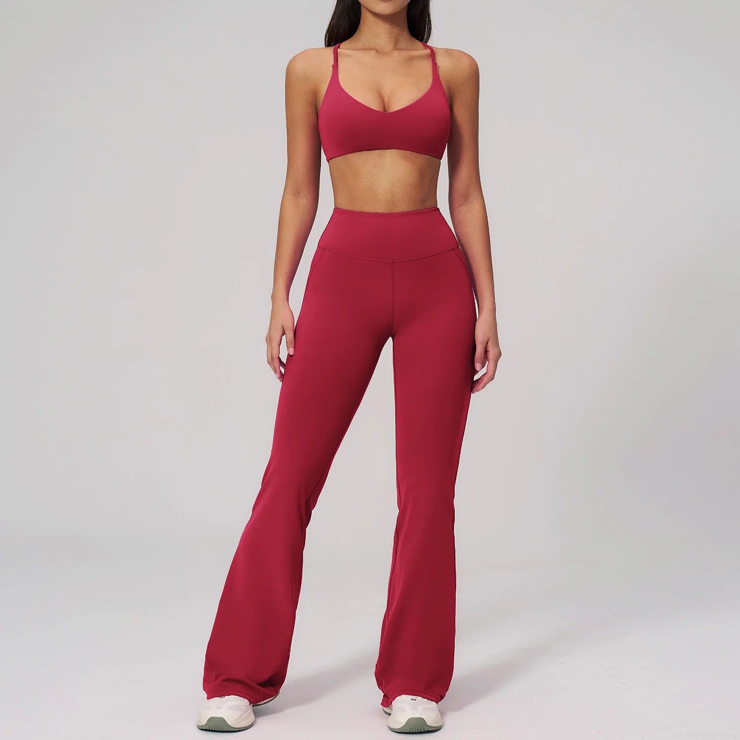 Women's 2-Piece Athletic Yoga Set | Running Leggings & Sports Bra Breathable Gym Fitness Wear
