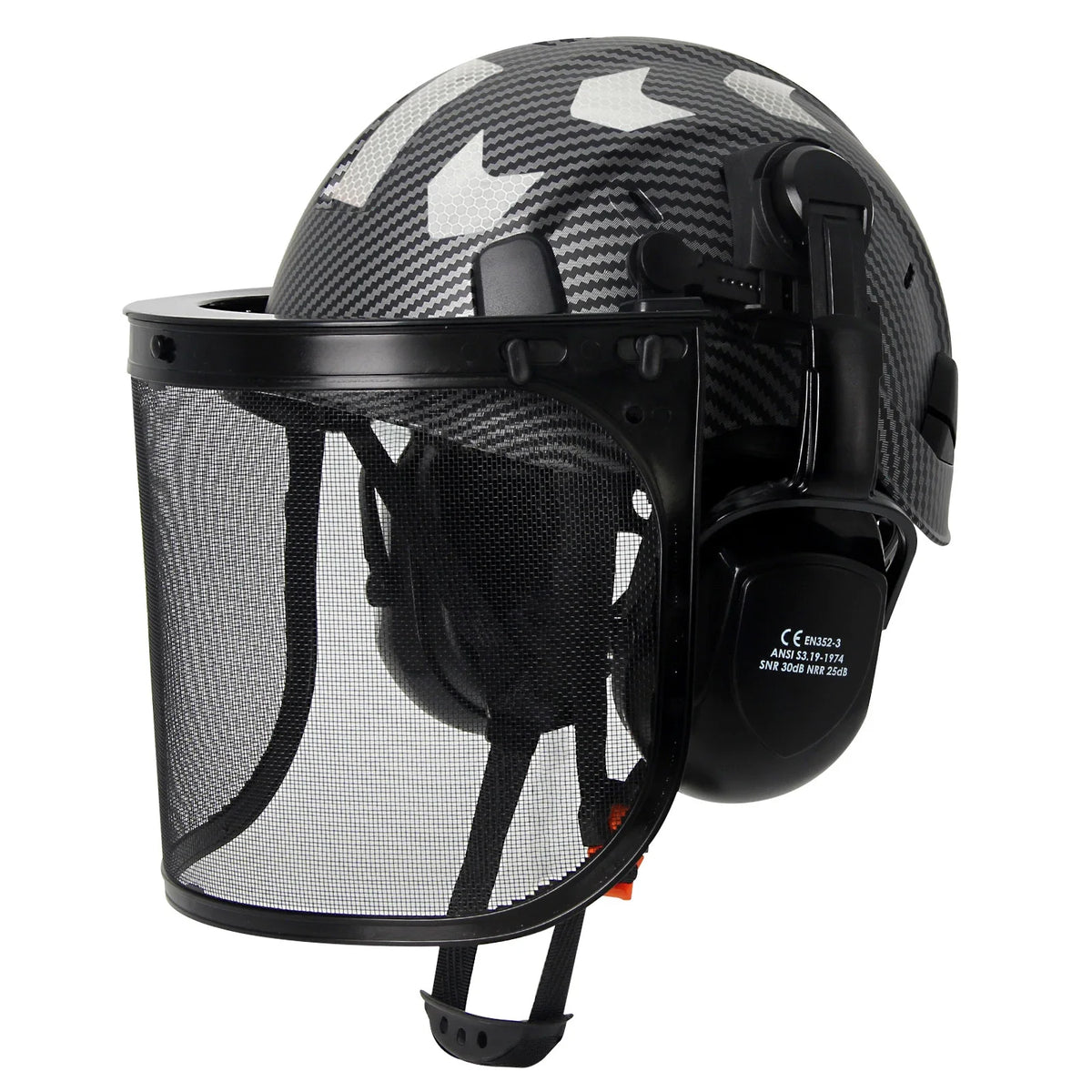 Forestry safety helmet with full face mesh shield and earmuffs – image 14
