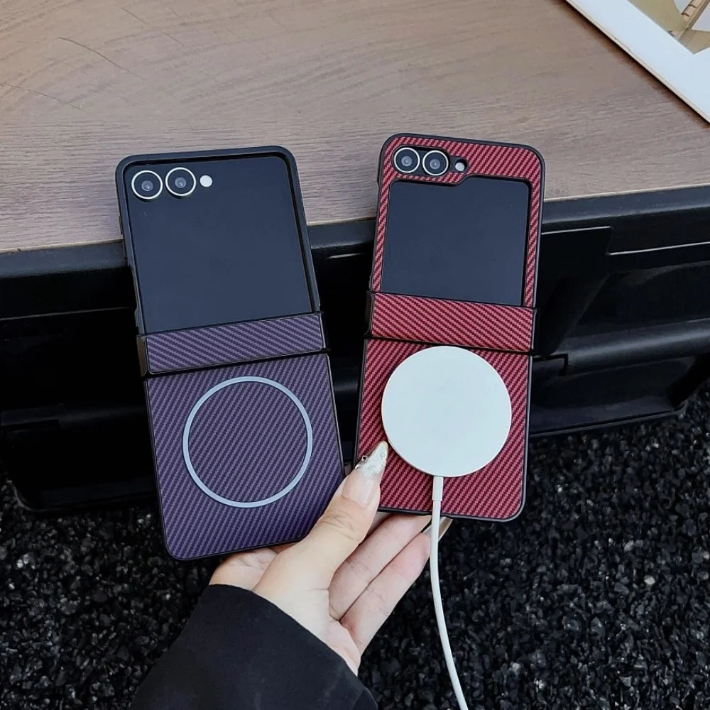 Magsafe Carbon Fiber Pattern Case Samsung Galaxy Z Flip Series by Snagg A Phone Case