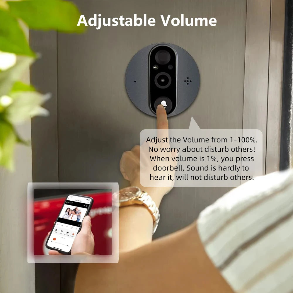3MP Smart Peephole Doorbell 4.3″ Screen with PIR Motion Detection by Snagg A Doorbell Camera