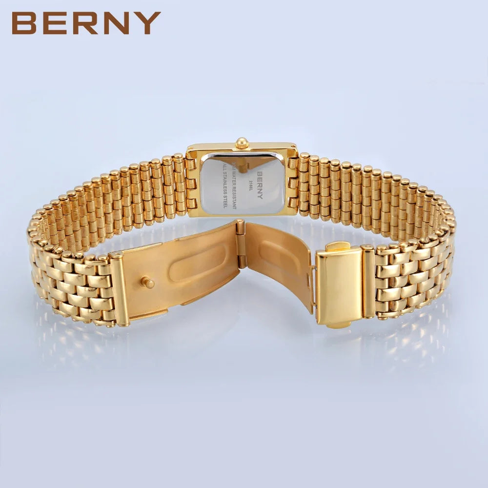 BERNY Women’s Rectangle Gold Quartz Watch