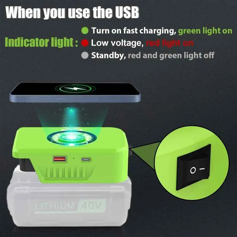 Wireless phone charger for Ryobi 18V and 40V batteries – image 5