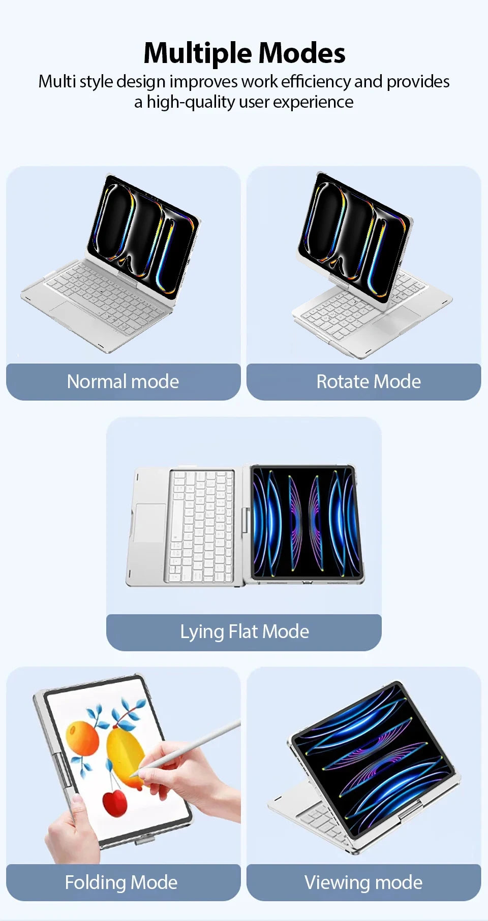 Magic Keyboard Case For iPad Air 11 13 2024 Pro 11 12.9 iPad 10.2 7/8/9th 10th Generation iPad Air 4 5 6 by Snagg A Wireless Keyboard