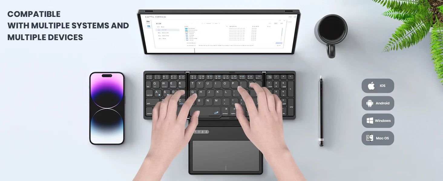 Foldable Portable Bluetooth Keyboard with Touchpad for Windows/iOS/Android by Snagg A Wireless Keyboard