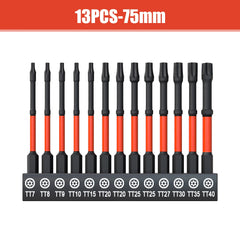 13 Pcs Impact Torx & Allen Wrench Drill Bit Set – T7 to T40 Hex-Shank S2 Steel Bits