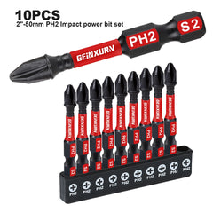 2" Impact Magnetic #2 Phillips Screwdriver Bit Set – S2 Alloy Steel