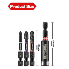 Impact Pozidriv Screwdriver Bits Set PZ1/2/3 14pcs | Magnetic S2 Steel Bits & Bit Holder Colour-Coded