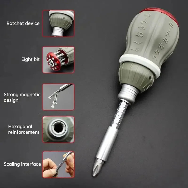 Ultra-Short Magnetic Ratchet Screwdriver Set