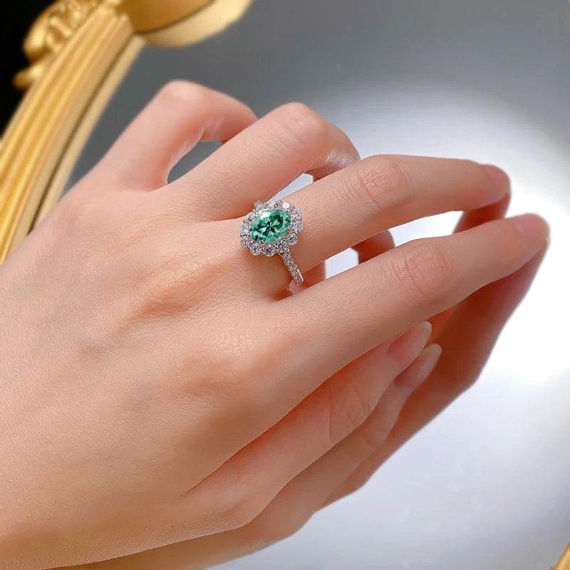 2ct Oval Teal Moissanite Ring - SnaggIt