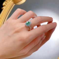 2ct Oval Teal Moissanite Ring - SnaggIt