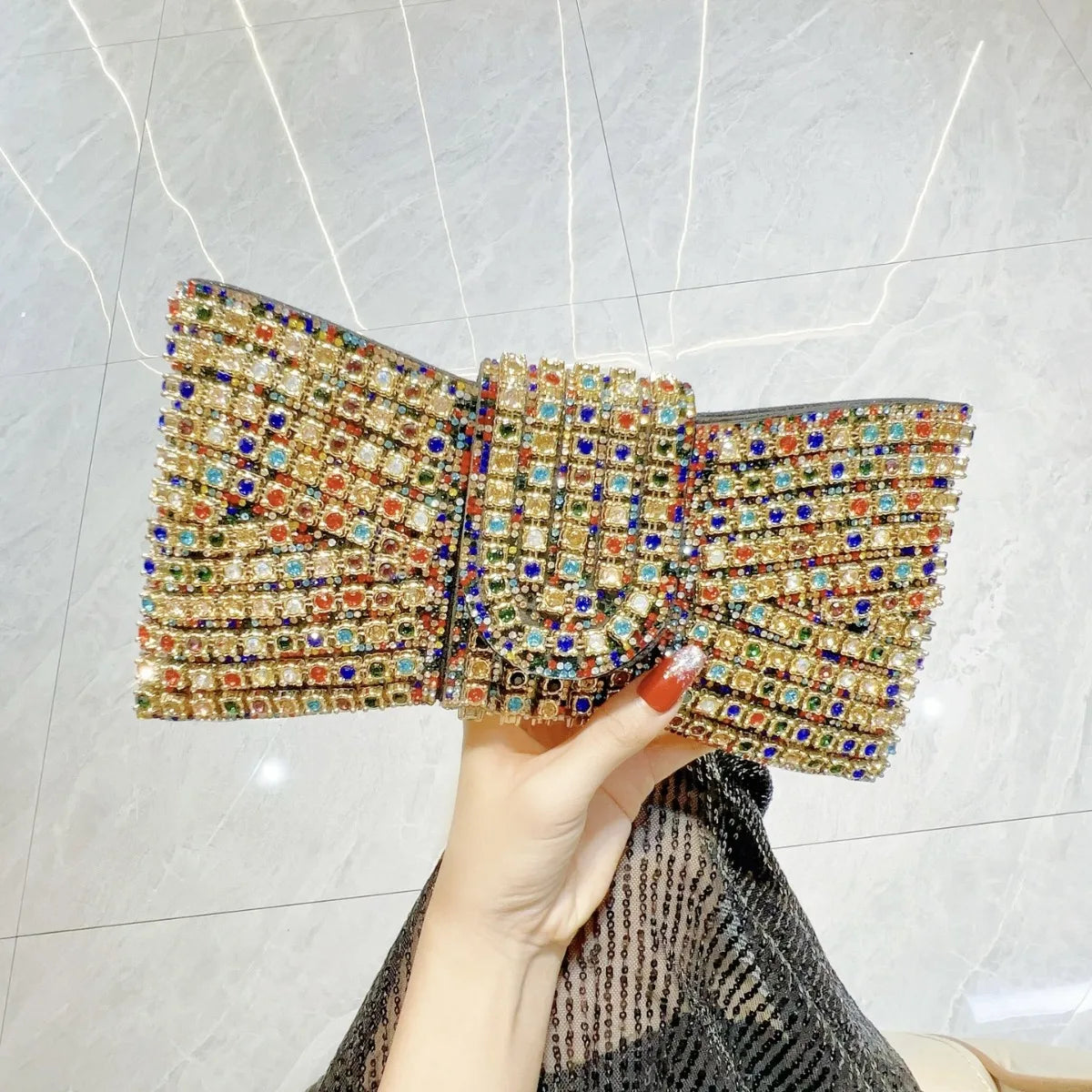 Luxury Bow Sequin Evening Clutch by Snagg It Purses