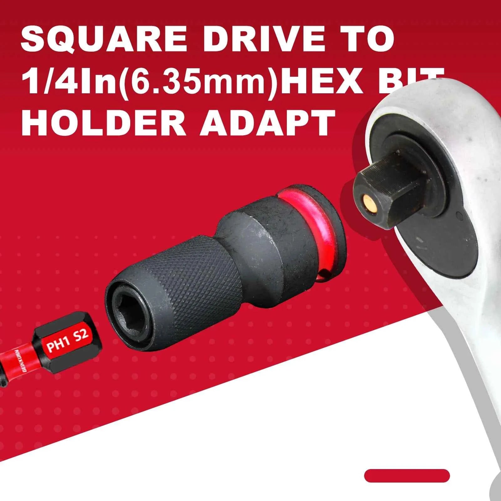 Professional Impact Square-to-Hex Bit Holder Set | 1/2", 3/8" & 1/4" Quick-Release Adapters