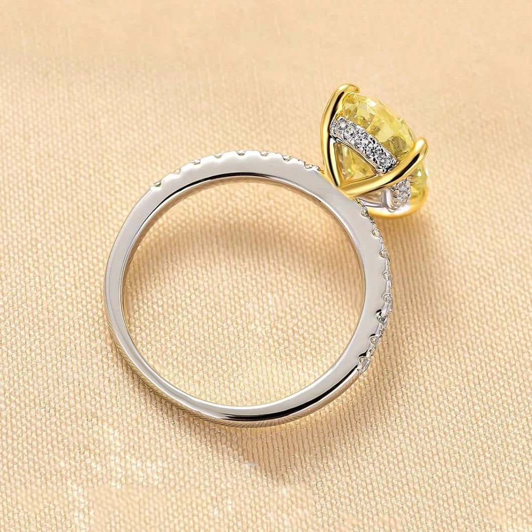 8×12MM Yellow High Carbon Diamond Ring