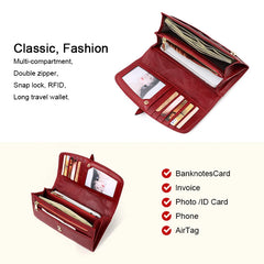 Genuine Leather RFID Long Wallet