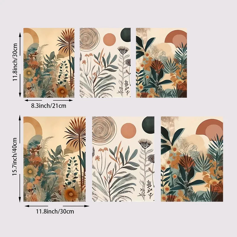 3 Pieces Boho Floral Canvas Prints by Snagg A Print