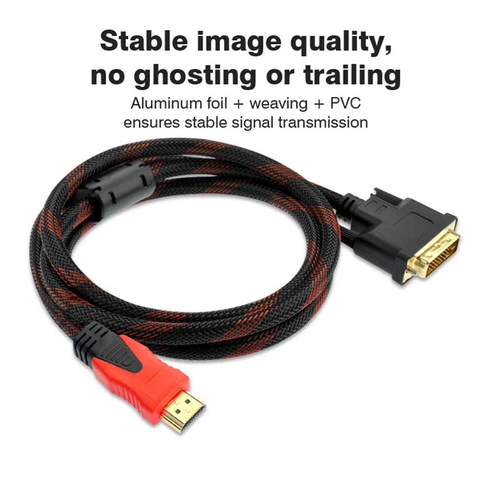 HDMI to DVI-D 24+1 Cable 1080P – Bi-Directional Male to Male Adapter for HDTV, DVD, Projector & PS4/PS3