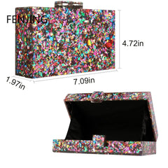Multicolor Acrylic Geometric Box Clutch