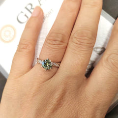 1ct Teal Moissanite Ring - SnaggIt