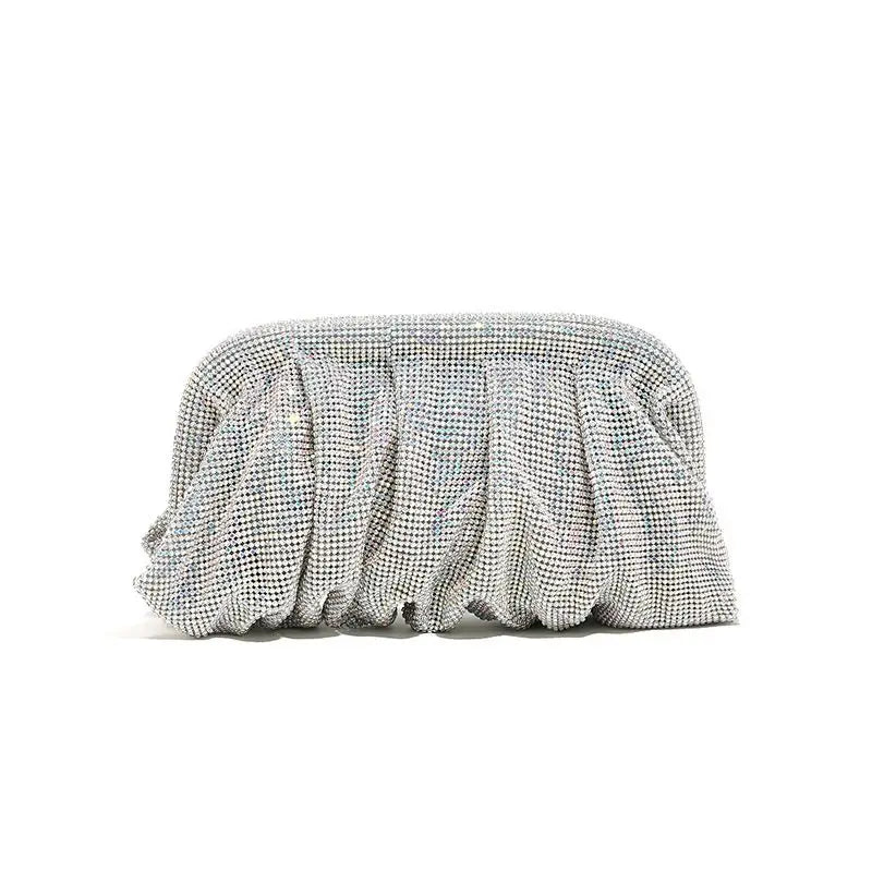 Shiny Rhinestone Crystal Fold Evening Clutch