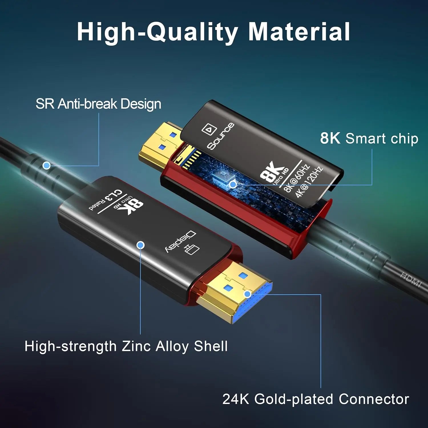 10M 8K HDMI 2.1 Fiber Optic Cable Support for PS5 & PC by Snagg An HDMI Cable
