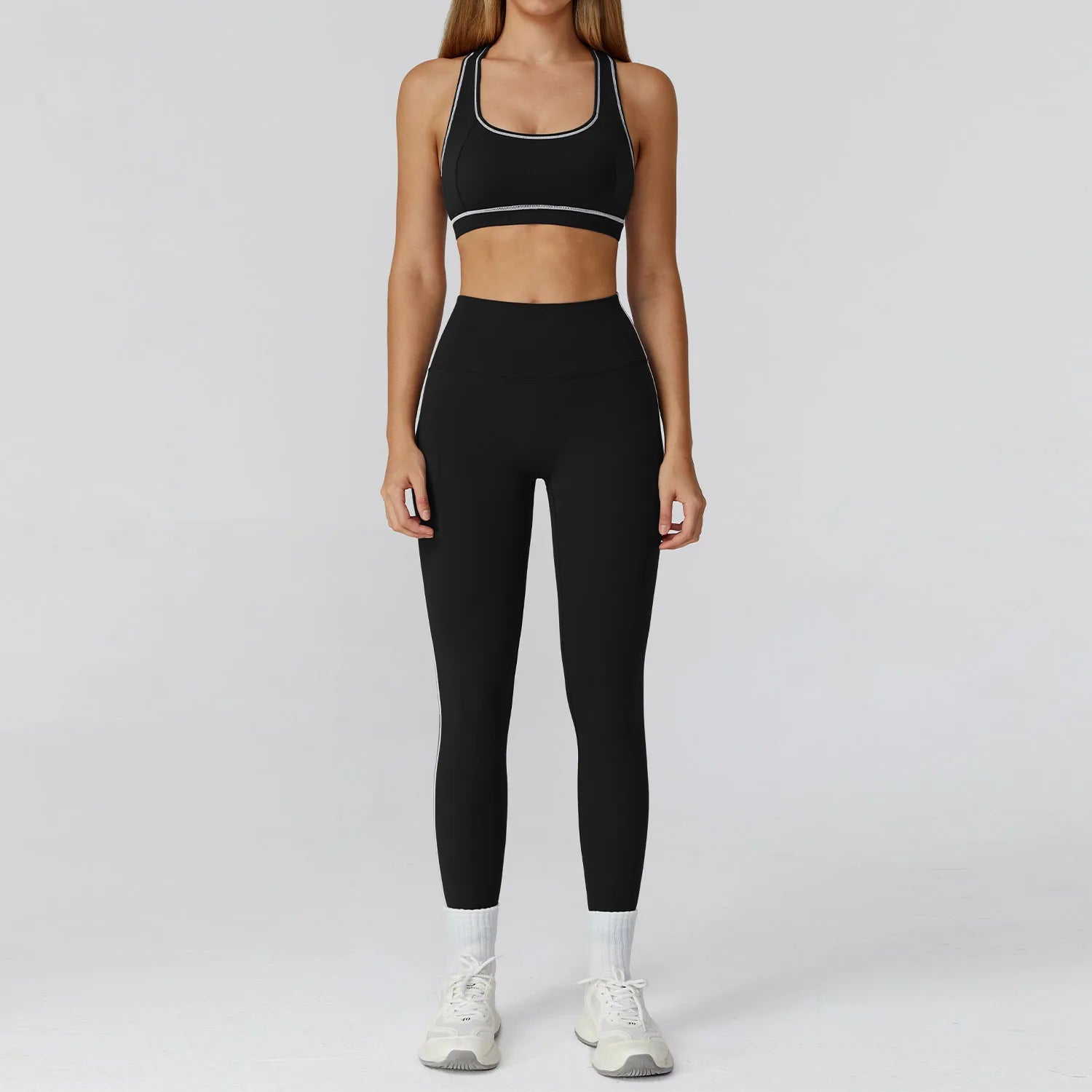 Women's 2/3-Piece Yoga Clothes Set | High Waist Leggings Running Bra Workout Tracksuit Gym Outfits