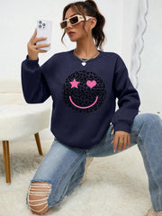 Leopard Happy Face Womens Sweatshirt Print Streetwear