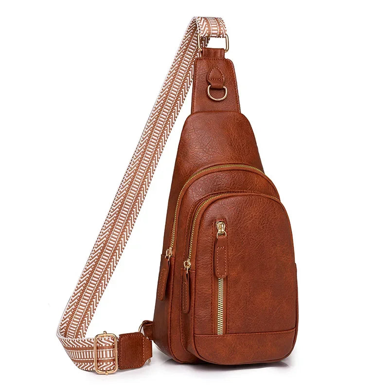 PU Leather Sling Crossbody Chest Bag