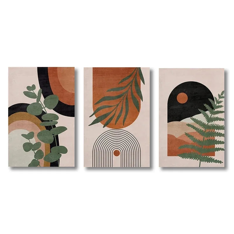 3-Piece Desert & Palm Leaf Abstract Wall Art by Snagg A Print